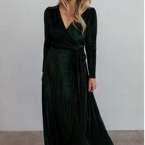 Jada Ribbed Velvet Wrap Dress